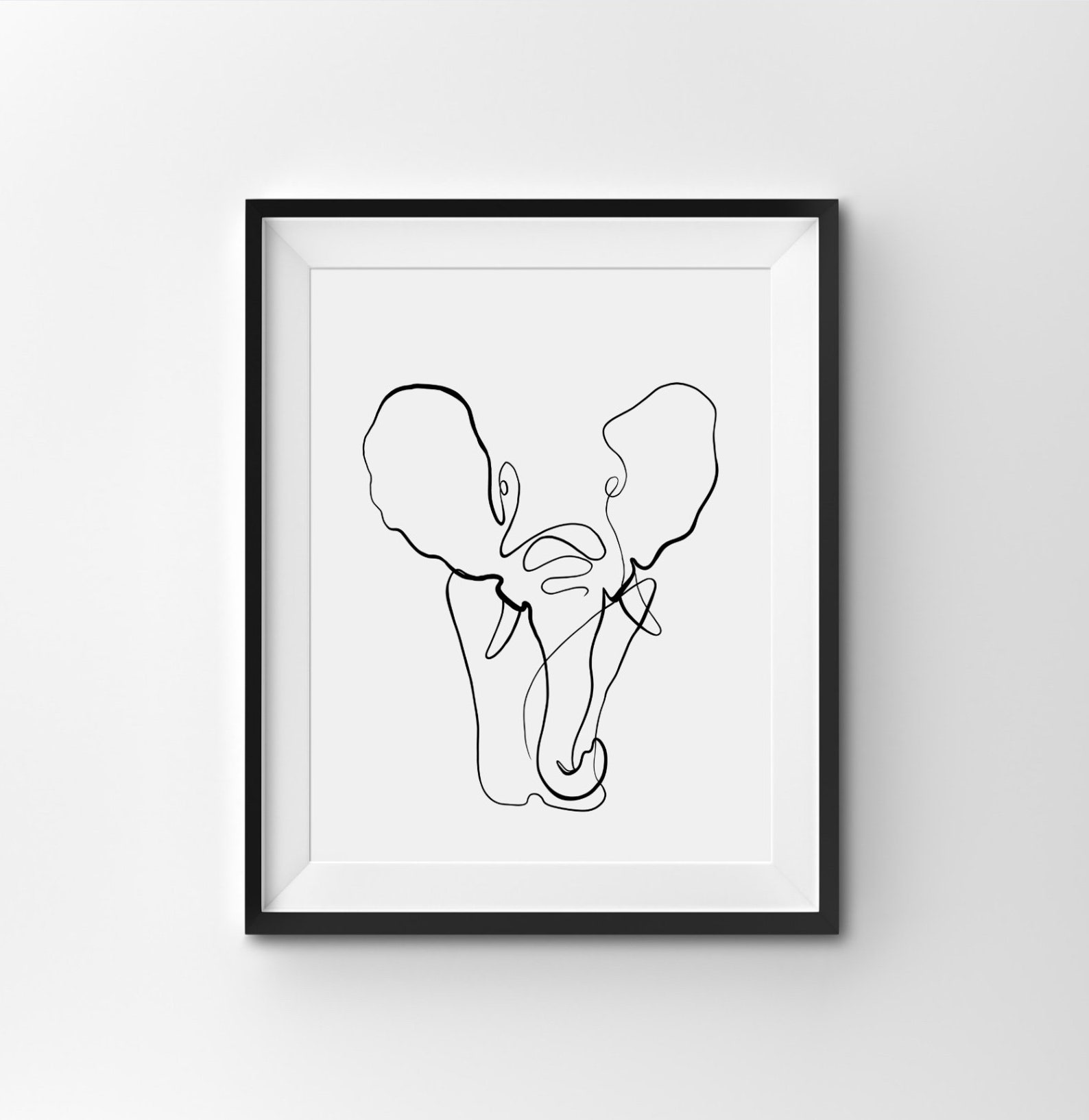 Elephant Line Art, DIGITAL DOWNLOAD, Elephant Minimalist Wall Decor