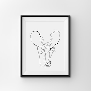 Elephant line art, DIGITAL DOWNLOAD, elephant minimalist wall decor, nursery art, animal print, wall art, one line, simple line art,
