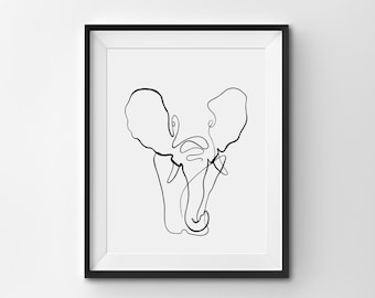 Lámina de elefante, decoración minimalista para habitación infantil (descarga digital)