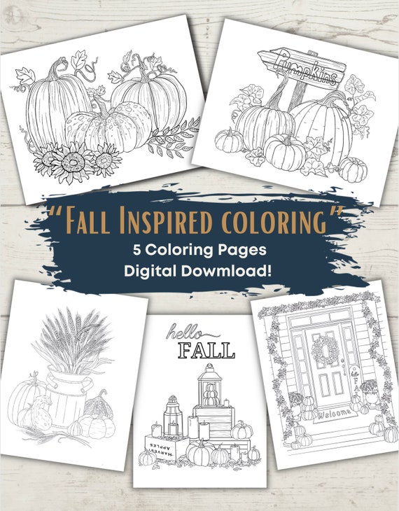 Fall Coloring Assortment DIGITAL DOWNLOAD Autumn Coloring