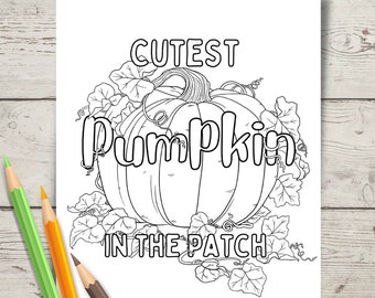 Página para colorear de la calabaza más linda, actividad de otoño (descarga digital)