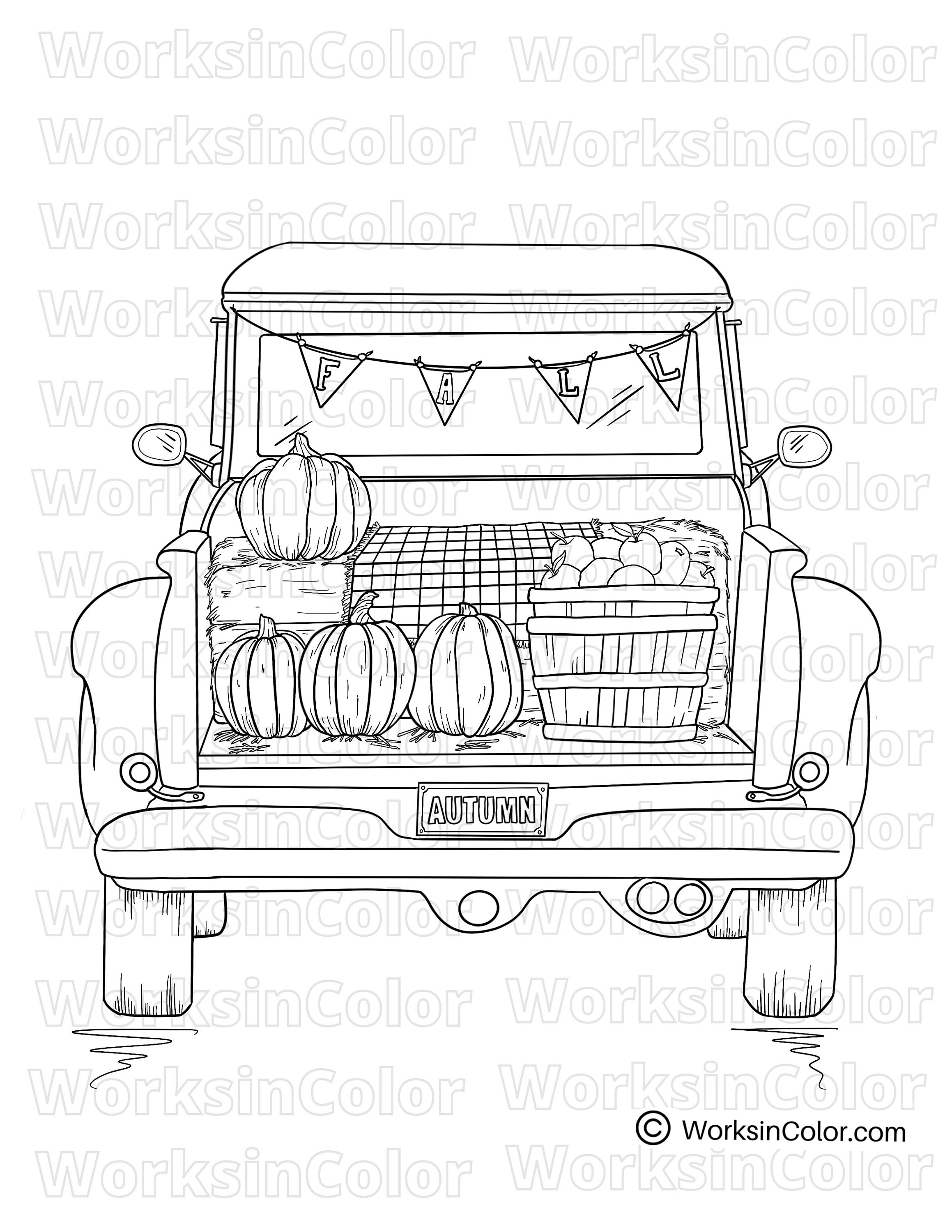 Autumn Harvest Coloring Page Bundle for All Ages, Digital Download ...
