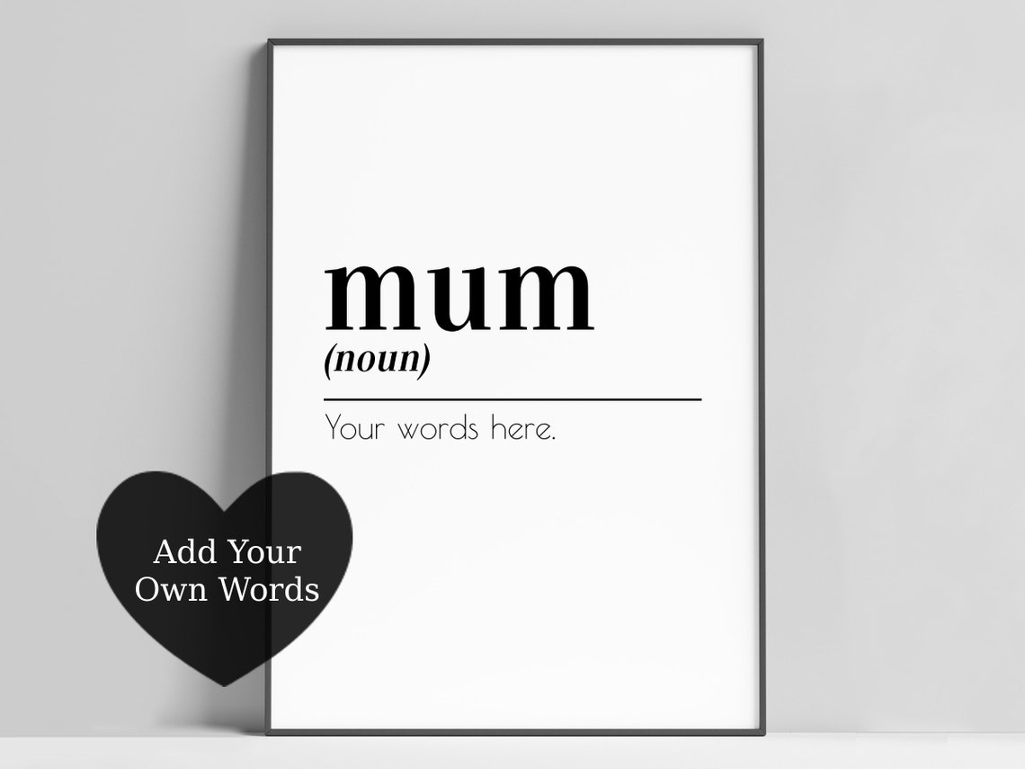 Personalised Mum Definition Print / Custom Mum Print / Gift Etsy