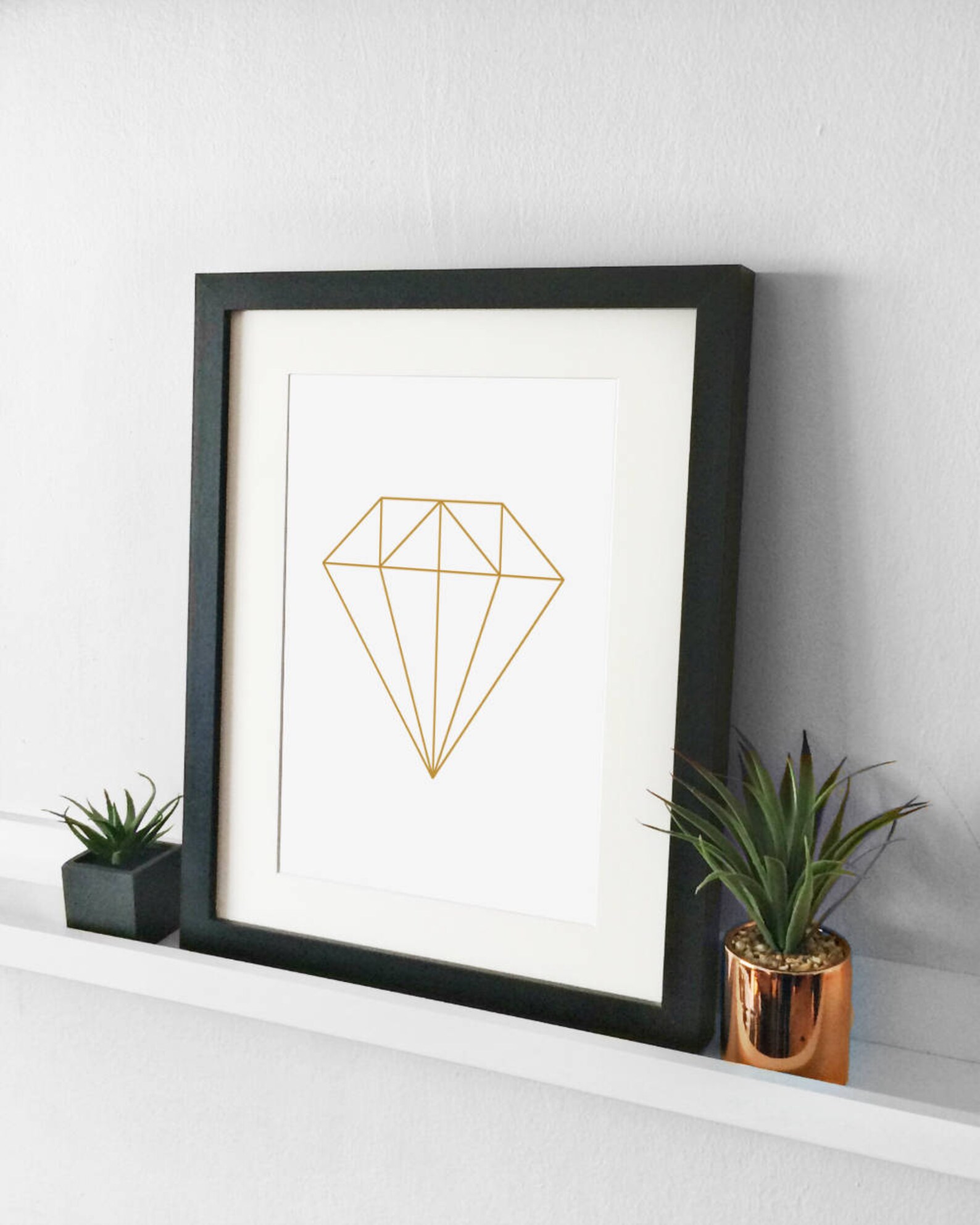 Gold Diamond Printable / Geometric Printable / Diamond Print / | Etsy