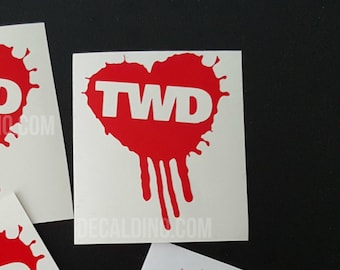 TWD Heart Decal Sticker - Zombie Blood Car Window