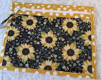 Original Sunny Flowers and Bees Vinyl Project Bag est. May 2019
