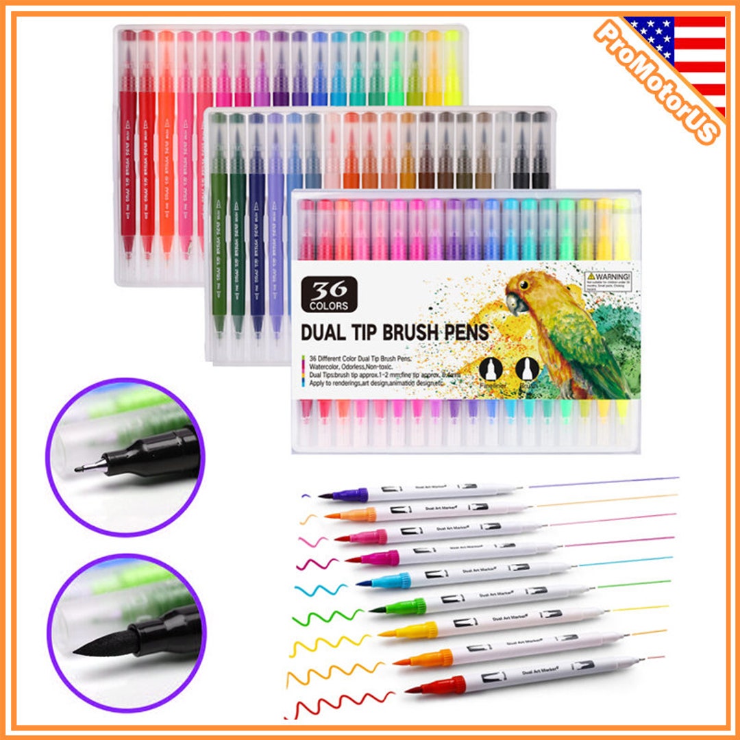 Dual Tips Brush Fine Point Watercolor Assorted Colors Sketch Twin