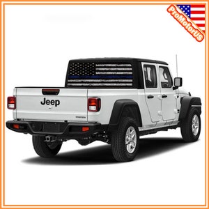 Universal 65&quot;in Navy US USA Thin Blue Line American Flag Sticker Perforated Vinyl Decal Sedan Truck SUV Rear Window