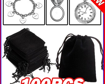 Lot of 12 Black Velvet Cloth Drawstring Jewelry Gift Pouch Bags With String Lot of 12 Black Velvet Cloth Drawstring Jewelry Gift Pouch Bags With String