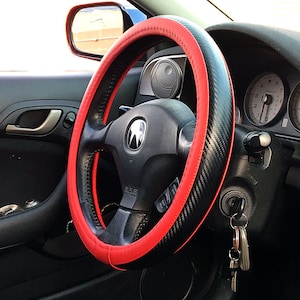 European JDM Luxury Premium Fur Leather 3D 4D 5D Carbon Fiber Style  Cover Steering Wheel Slip-On Cover Protector DIY Hand Made in USA
