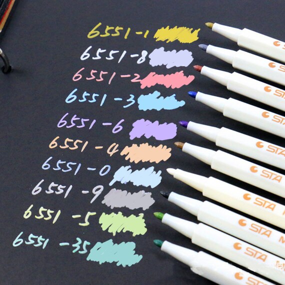 STA 6551 10 Colors Metallic Marker Pens Fine Tip for DIY Photo  Album,Scrapbooking,Card Marking