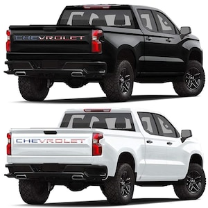 Printed Black USA Flag Chrome Tailgate Insert Letters 3D Raised Trunk nameplate Emblem Decal Fits 2019 2020 2021 2022 Chevrolet Silverado