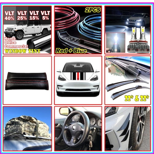 American Racing Sport Hood Roof Stripes Decal Kit - Glossy Vinyl Sticker For Sedan SUV Truck