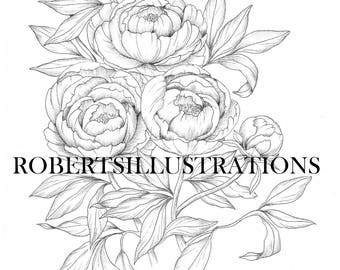 Botanical Coloring Etsy
