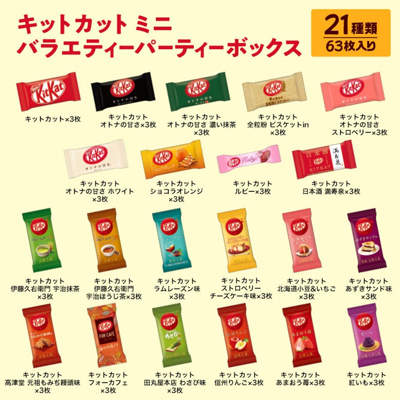 Kitkat Mini Variety Party Box 21 Types 63sheets Etsy
