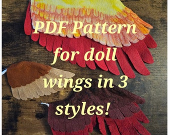 Doll Wings PDF Digital Download for 11.5 inch Fashion and Art Dolls--3 types!