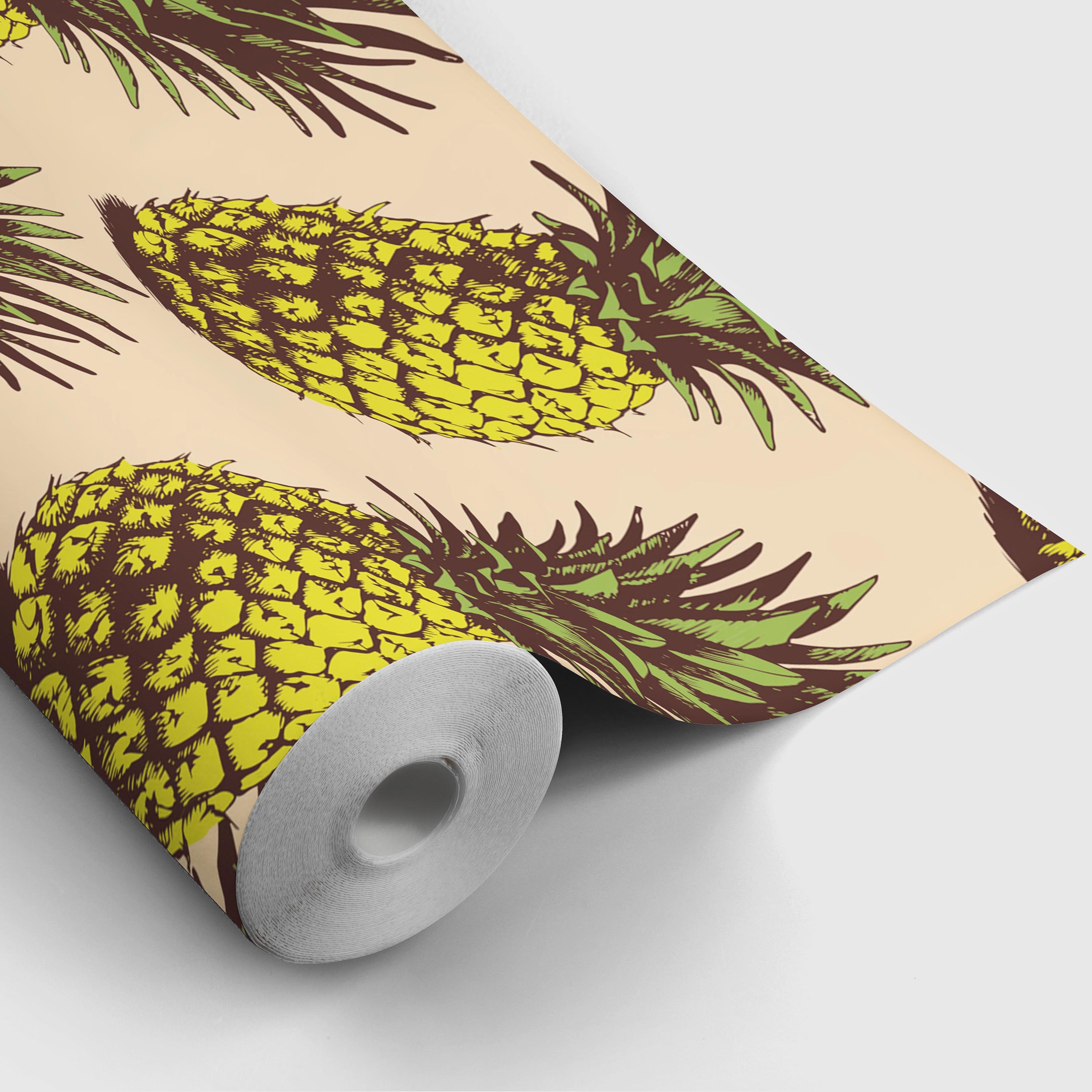 Retro Pineapple Peel and Stick Wallpaper Peel and Stick Etsy
