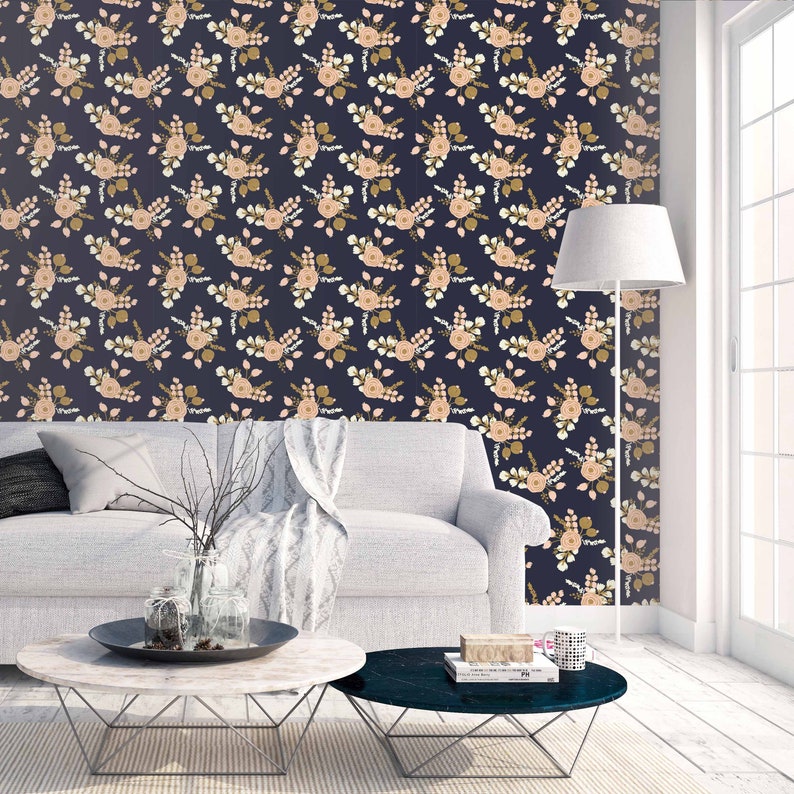 Bordure De Papier Peint Fleur Noire 22 Dcoration Murale Amovible Frise