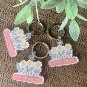 Christian Keychain, Religious Keychain, Clear Acrylic Keychain, Flower Keychain, Faith Keychain, Bible Verse Keychain, Religious Gift