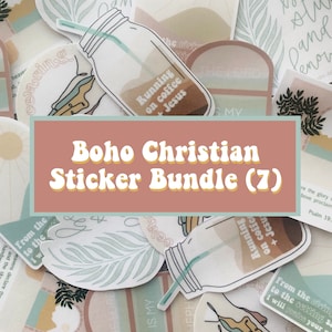 Boho Sticker Bundle, Faith Stickers, Christian Sticker Pack, Bible Verse Stickers, Jesus and Coffee Stickers, Plant Stickers