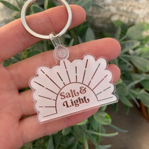 Christian Keychain, Salt & Light Keychain, Jesus Keychain, Religious Keychain, Pink Keychain, Christian Gift for Her, Sun Keychain