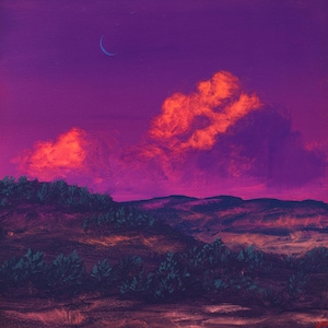 Chimayó NM, April 2026 - 8" x 8", Original Southwestern Landscape Painting in Handmade Frame