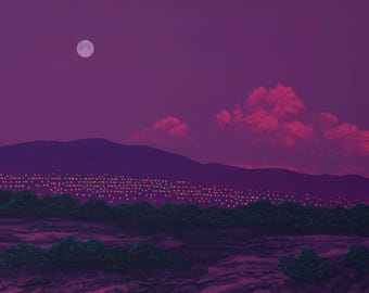 Santa Fe Nocturne Series 5, No.2 - 18&quot; x 24&quot; Oil Painting in Handmade Frame