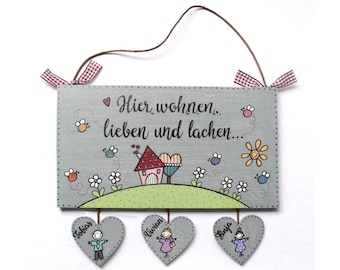 Türschild aus Holz mit Namen der Familie personalisiert | Holzschild | Namensschild | Haustürschild | Einzugsgeschenk | Hochzeitsgeschenk.