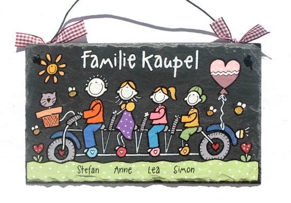 Turschild Personalisiert Familie Namensschild Schiefer Etsy