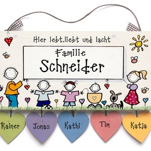 personalisiertes Türschild aus Holz Namensschild Familie Haustürschild mit Namen Familienschild Holzschild Familientürschild Herz Bild 7