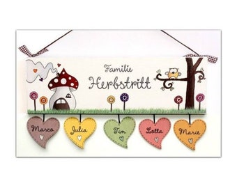 Familienschild aus Holz mit Namen personalisiert | Türschild Familie | Haustürschild | Namensschild | Holztürschild | Holzschild | Geschenk