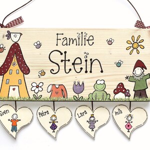 Türschild Familie aus Holz mit Name personalisiert. Holzschild mit Aufhängekordel für die Haustür. Ausgefallenes Hochzeitsgeschenk, Geschenk zum Einzug, Geburtstag, Valentinstag, Muttertag. Familienschild, Haustürschild für das Zuhause.