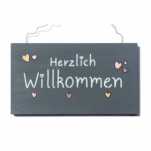 Türschild Herzlich Willkommen aus Holz, Willkommensschild Haustür