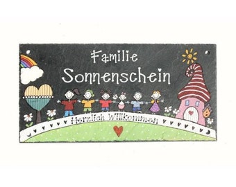 Türschild Schiefer Familie mit Name personalisiert, Schieferschild, Haustürschild, Familienschild, Schiefertürschild, Namensschild Haustür