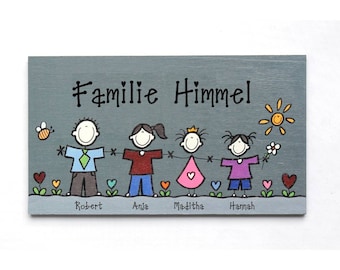 Türschild Familie personalisiert | Familienschild Holz | Namensschild Familie | Holzschild Familie | Türschild Wunschname | Haustürschild