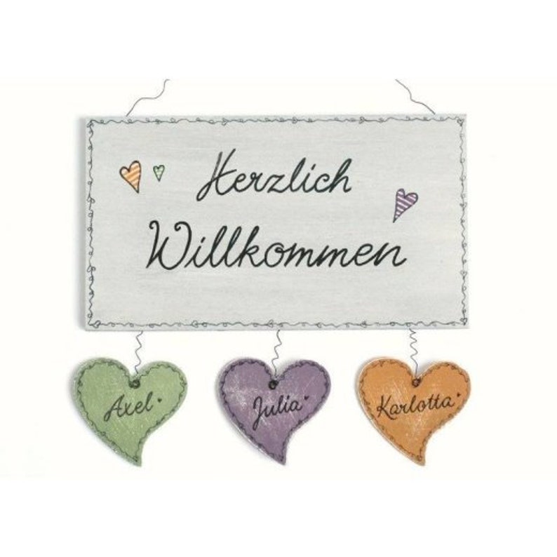 Türschild Familie aus Holz mit Name personalisiert. Holzschild mit Aufhängekordel für die Haustür. Ausgefallenes Geschenk zum Einzug, Umzug, Geburtstag, Valentinstag, Muttertag, Vatertag. Familienschild, Haustürschild für das Zuhause.