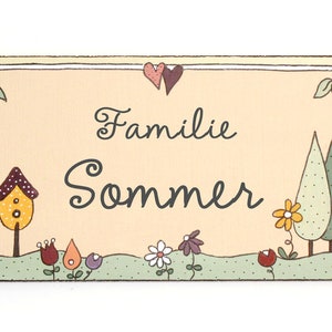 Türschild Familie aus Holz mit Name personalisiert. Holzschild mit Aufhängekordel, Familienschild handbemalt, Haustürschild, Namensschild, Holztürschild, Willkommensschild für Zuhause. Geschenk zu Hochzeit, Geburt, Umzug, Einzug, Weihnachten.