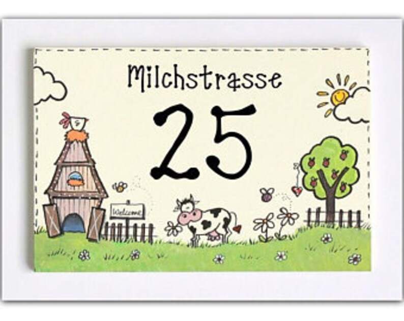 Türschild Familie aus Holz mit Namen personalisiert. Holzschild mit Motiv Bauernhof, Familienschild handbemalt, Haustürschild mit Kuh. Holztürschild, Willkommensschild für Zuhause. Geschenk zu Hochzeit, Geburt, Umzug, Einzug, Weihnachten.