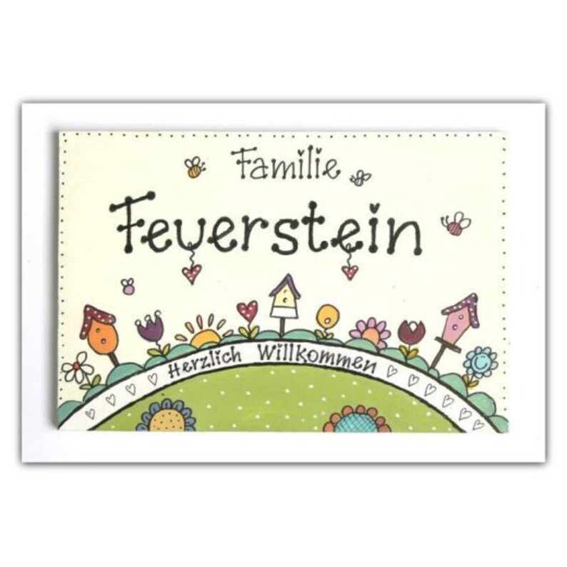 Türschild Familie aus Holz mit Name personalisiert. Holzschild mit Aufhängekordel für die Haustür. Ausgefallenes Hochzeitsgeschenk, Geschenk zum Einzug, Geburtstag, Valentinstag, Muttertag. Familienschild, Haustürschild für das Zuhause.