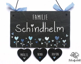 Türschild Schiefer Familie personalisiert mit Namen | Schieferschild | Namensschild | Familienschild | Schiefertürschild | Haustürschild