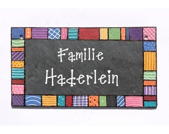 Türschild Schiefer Familie personalisiert | Haustürschild Patchwork | Familienschild | Schieferschild | Familientürschild | Namensschild