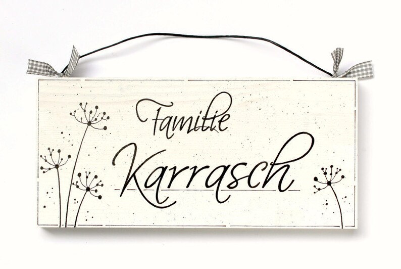 Türschild Familie aus Holz mit Namen personalisiert. Holzschild mit Pusteblumen, Familienschild handbemalt, Haustürschild, Namensschild, Holztürschild, Willkommensschild für Zuhause. Geschenk zu Hochzeit, Geburt, Umzug, Einzug, Weihnachten.