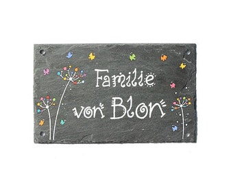 Türschild Schiefer Familie mit Namen personalisiert | Schieferschild | Namensschild | Familienschild | Schiefertürschild | Haustürschild