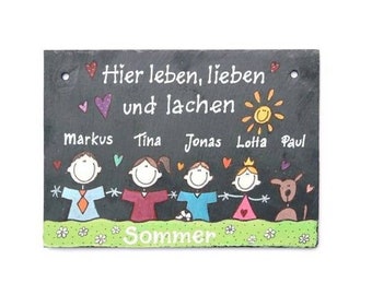 Türschild Schiefer Familie personalisiert | Schieferschild | Namensschild | Familienschild | Schiefertürschild | Haustürschild | mit Namen