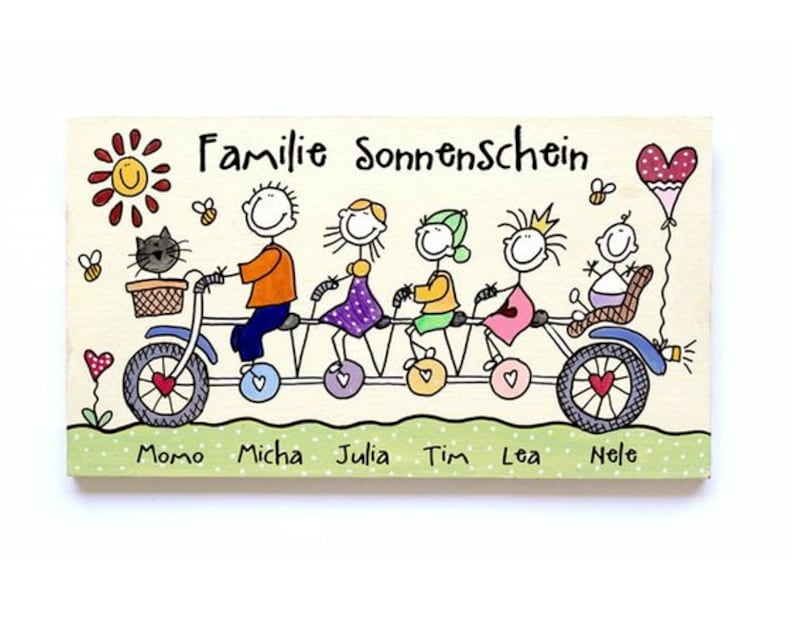 Türschild Familie aus Holz mit Name personalisiert. Holzschild mit Aufhängekordel für die Haustür. Ausgefallenes Hochzeitsgeschenk, Geschenk zum Einzug, Geburtstag, Valentinstag, Muttertag. Familienschild, Haustürschild für das Zuhause.