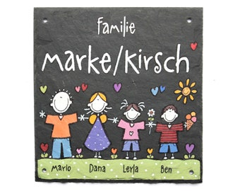 Türschild Schiefer Familie personalisiert | Haustürschild mit Namen | Schieferschild | Namensschild | Familienschild | Schiefertürschild