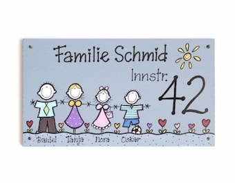 Türschild Familie mit Namen personalisiert | Haustürschild Holz mit Anschrift | Familienschild | Holzschild | Namensschild | Holztürschild