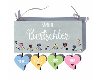 Türschild personalisiert mit Namen – Holzschild Familie – Familienschild Haustür – Namensschild Geschenk Einzug Hochzeit