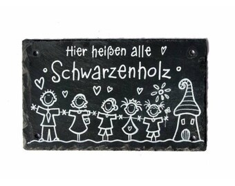 Türschild Schiefer Familie personalisiert mit Name | Schieferschild | Namensschild | Familienschild | Einzugsgeschenk | Hochzeitsgeschenk |