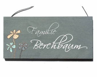 Holzschild Familie mit Namen personalisiert | Türschild Holz | Familienschild | Holztürschild | Familientürschild | Namensschild Haustür